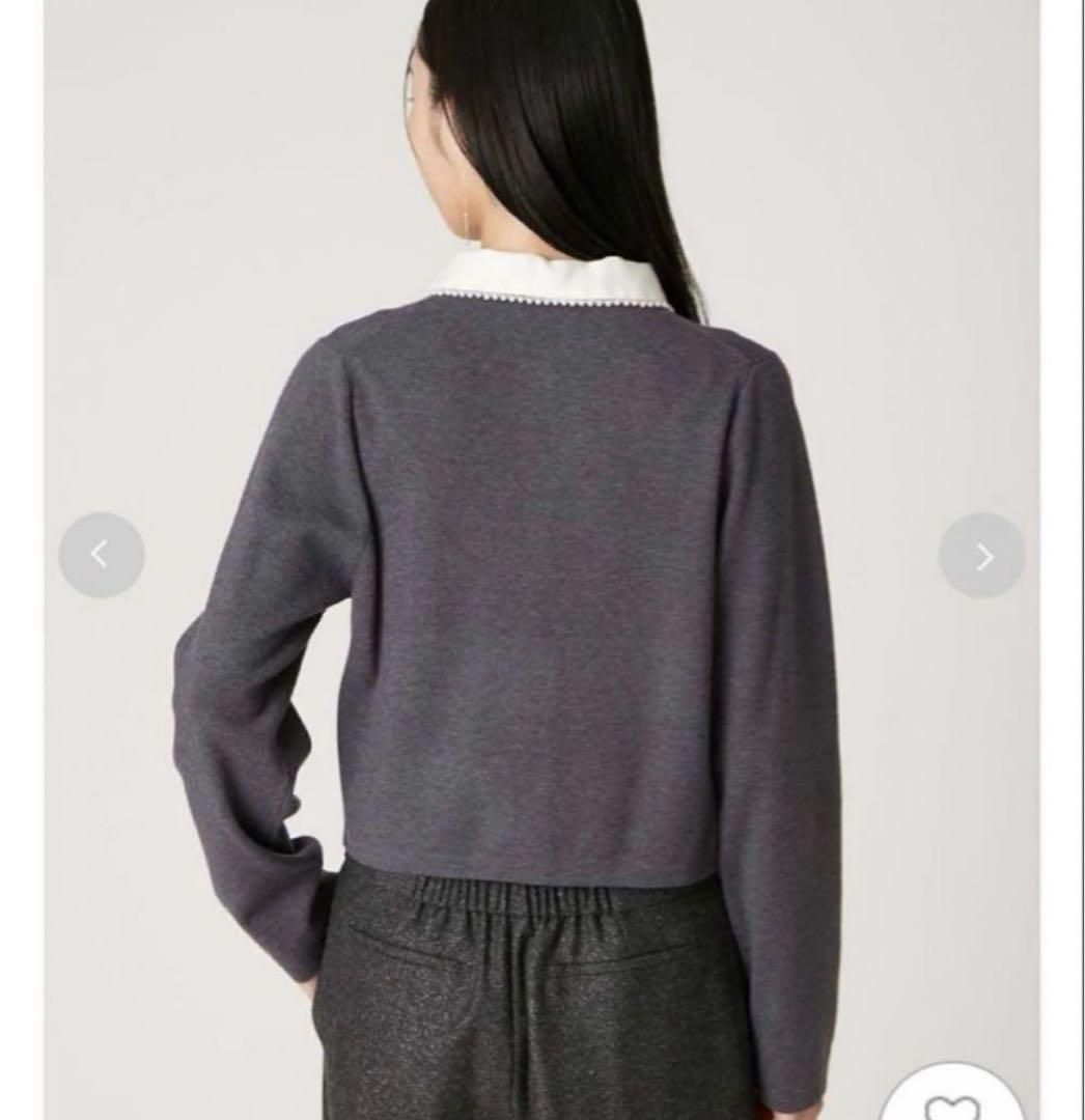 美品 フレイアイディー パールトリムカラーアタッチドカーディガン