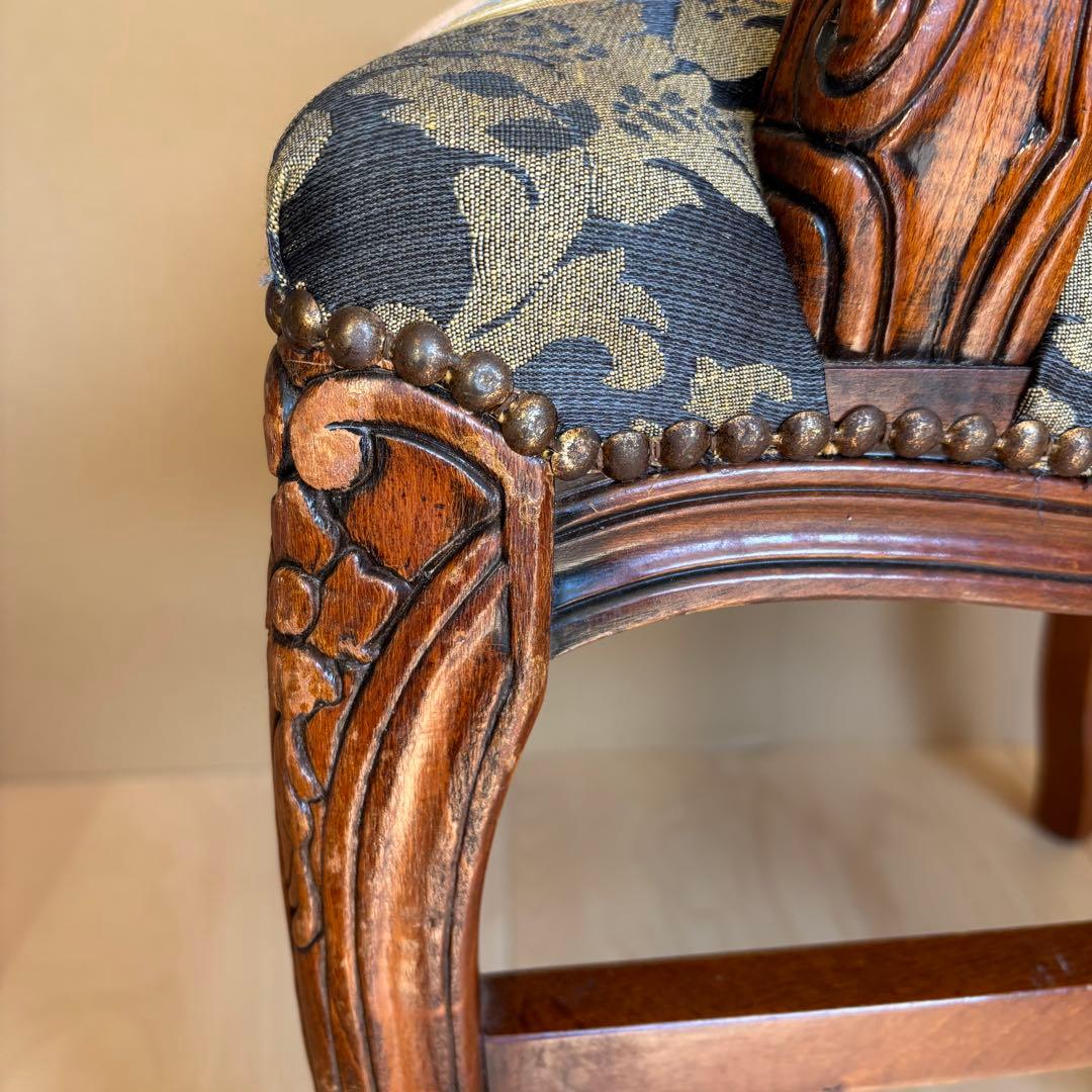 イタリア製 猫脚 アンティーク アームチェア クラシック 鋲打ち 1脚