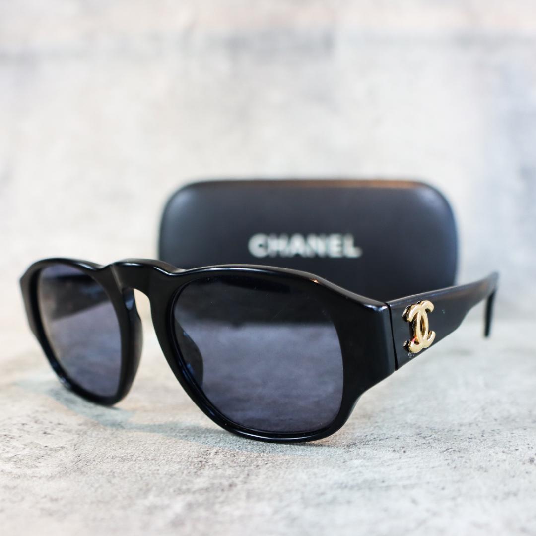 CHANEL シャネル ココマーク サングラス ブラック ゴールド ケース付き