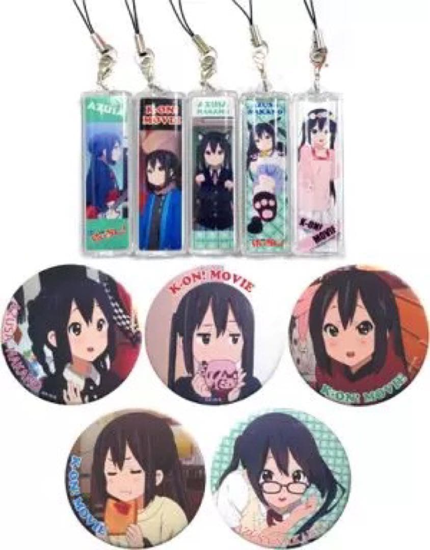 けいおん 中野梓 アクリル棒 アクリルキーホルダー 缶バッジ セット当時物