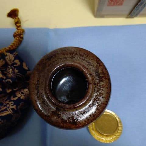 茶入、瀬戸肩衝、巣蓋、川本了生作、の17番