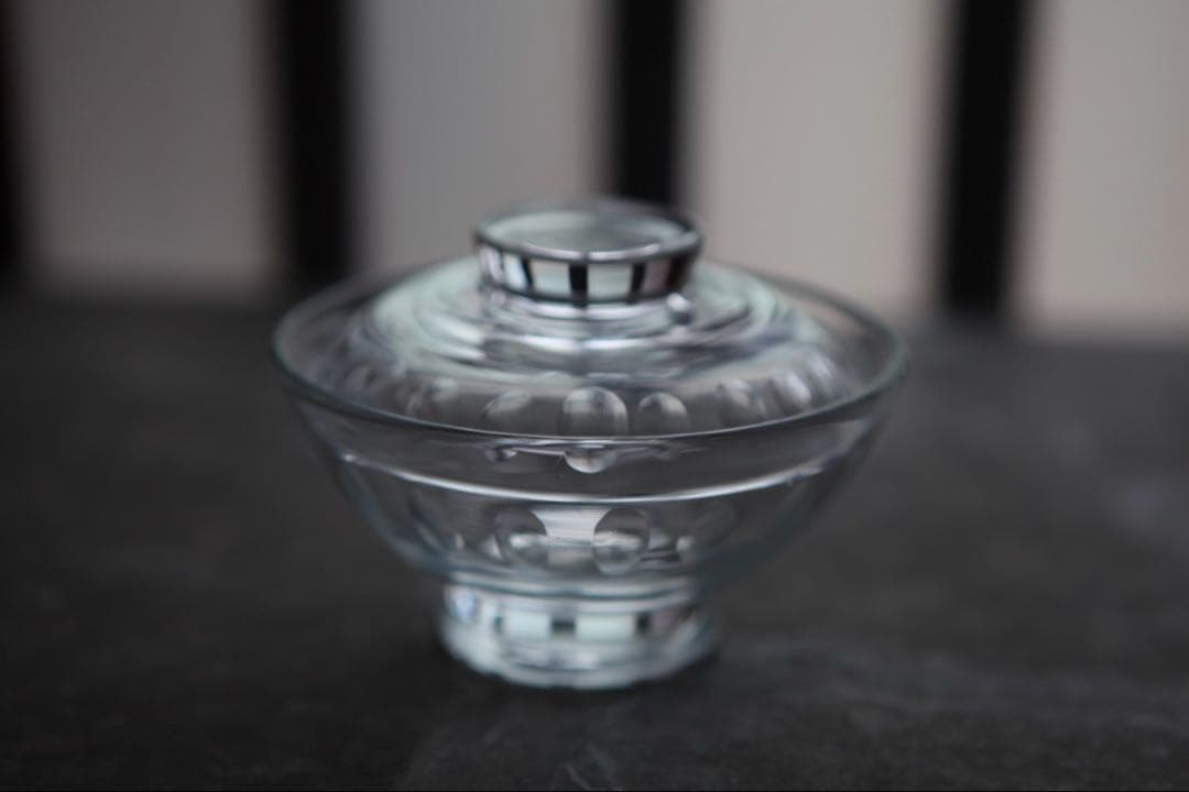 古道具　戦前　大正　昭和初期　蓋付ガラス碗　レア　A