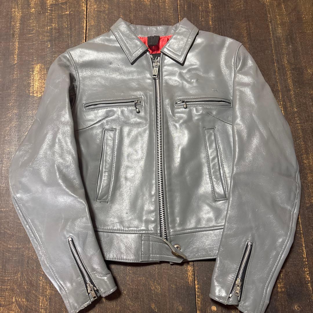 旧タグ666グレー シングルライダースジャケット