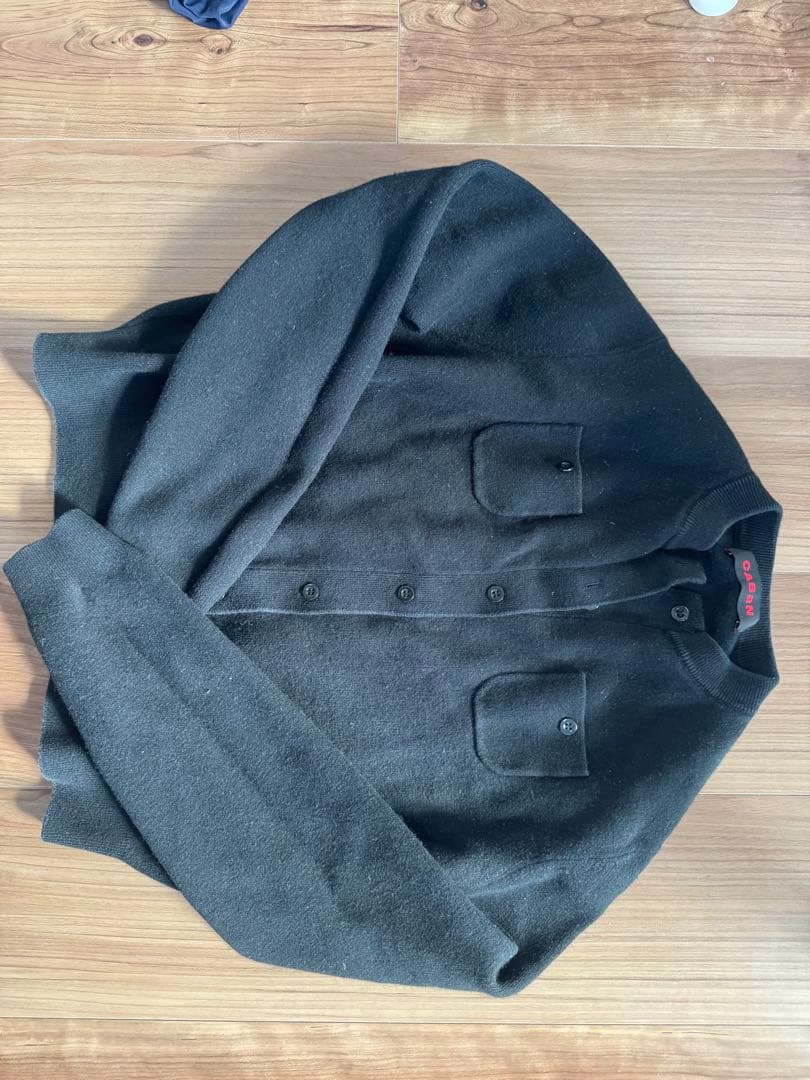 め*ー様 CABaN コットンカシミヤ　クルーネックカーディガン　ブラック