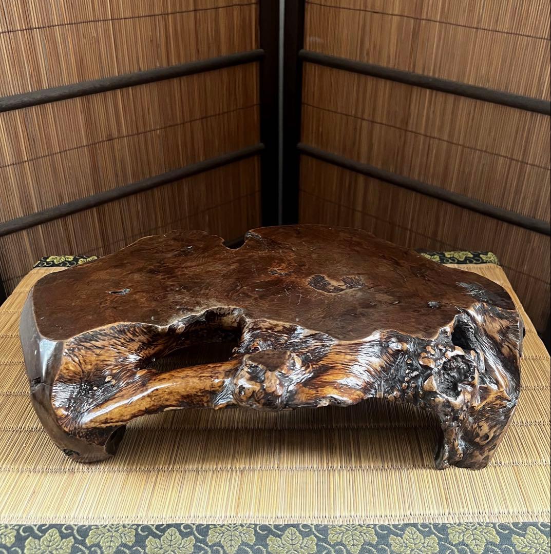 古木 刳抜彫り 花台 香台 盆栽台