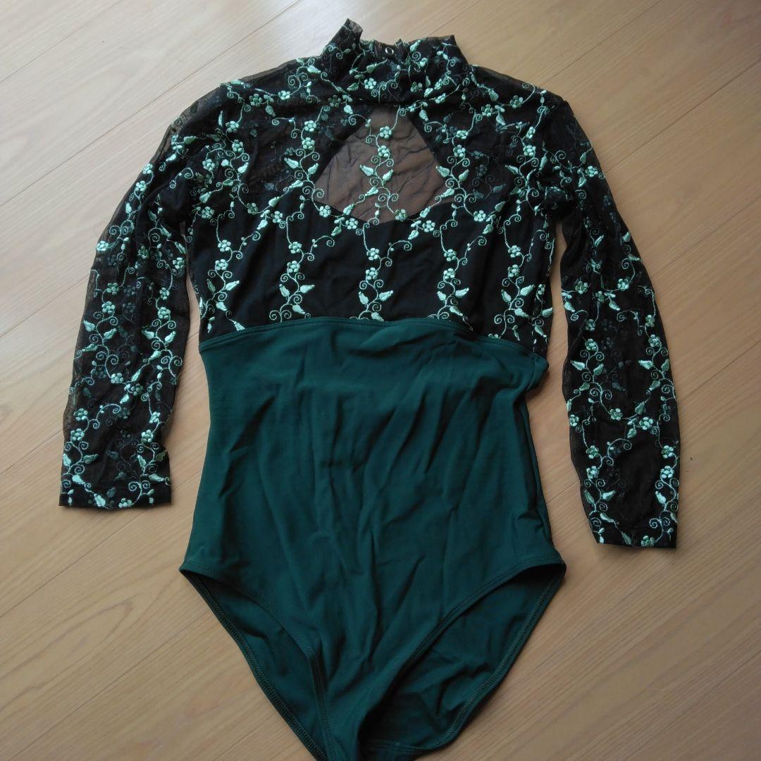 新品　デラロミラノ　レオタード　XL　ブラック×グリーン