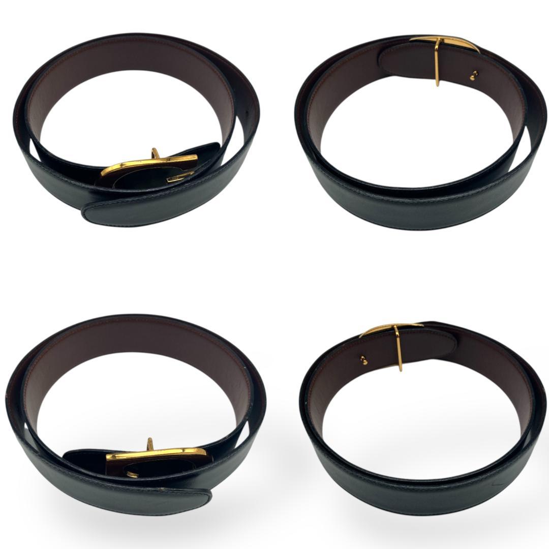 【美品】グッチ Gバックル リバーシブルベルト ゴールド ブラック ブラウン