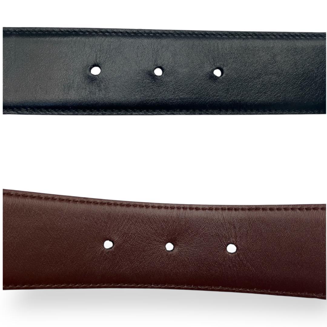 【美品】グッチ Gバックル リバーシブルベルト ゴールド ブラック ブラウン