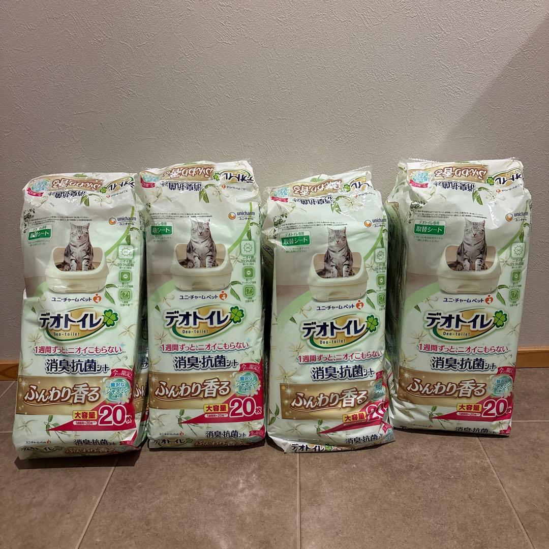 【まとめ売り】ユニ・チャーム デオトイレ 消臭・抗菌シート 20枚×4袋