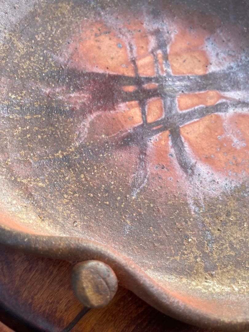 未使用　高級　備前焼　森丁斎作　桃形陶器皿　桃形