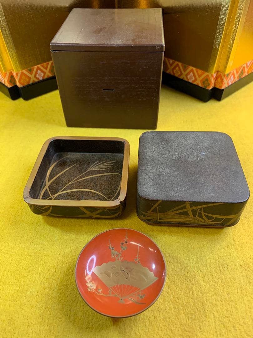 古民家 明治 江戸時代 時代 螺鈿細工 研出し 蒔絵 時代物漆器 古美術 木箱入