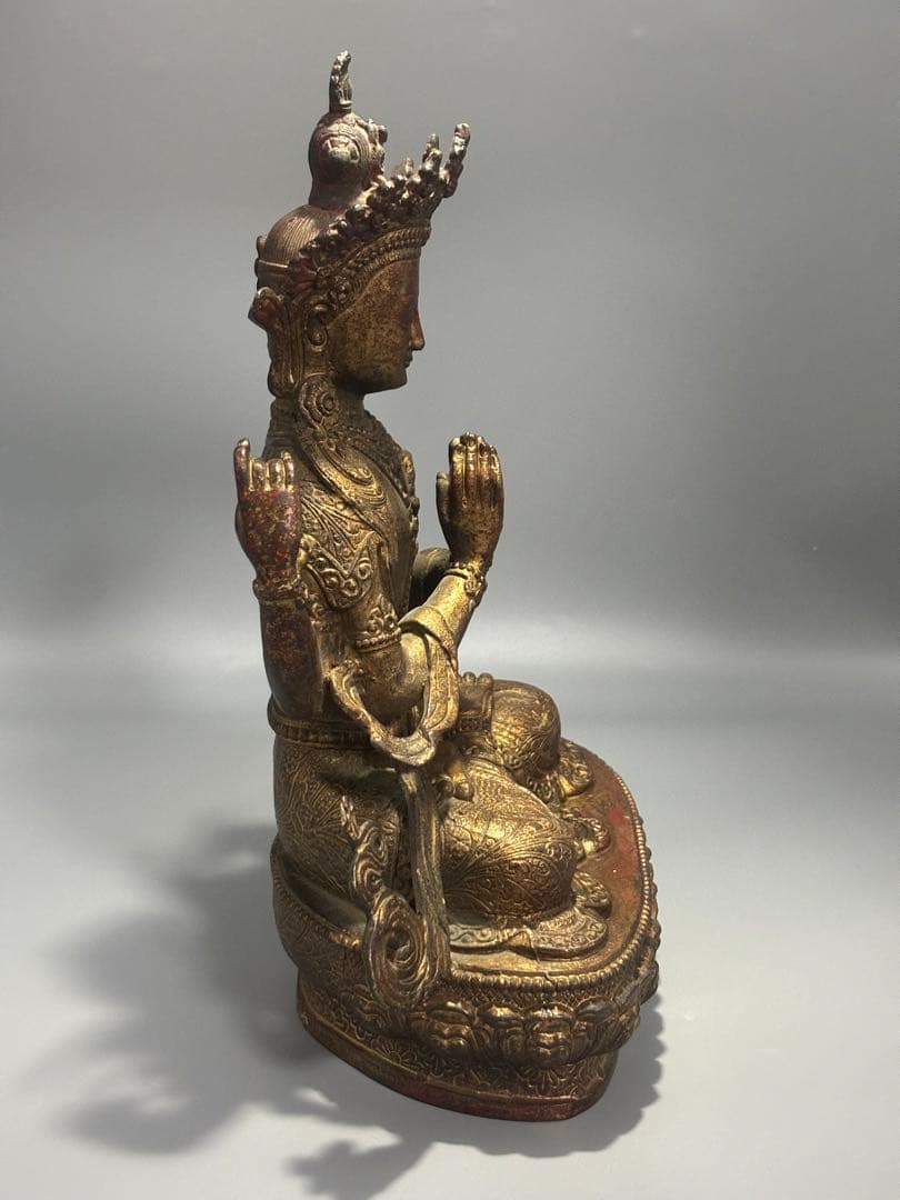 仏教古美術 純銅静座観音 四腕観音仏像文化遺産 文化財仏像伝承