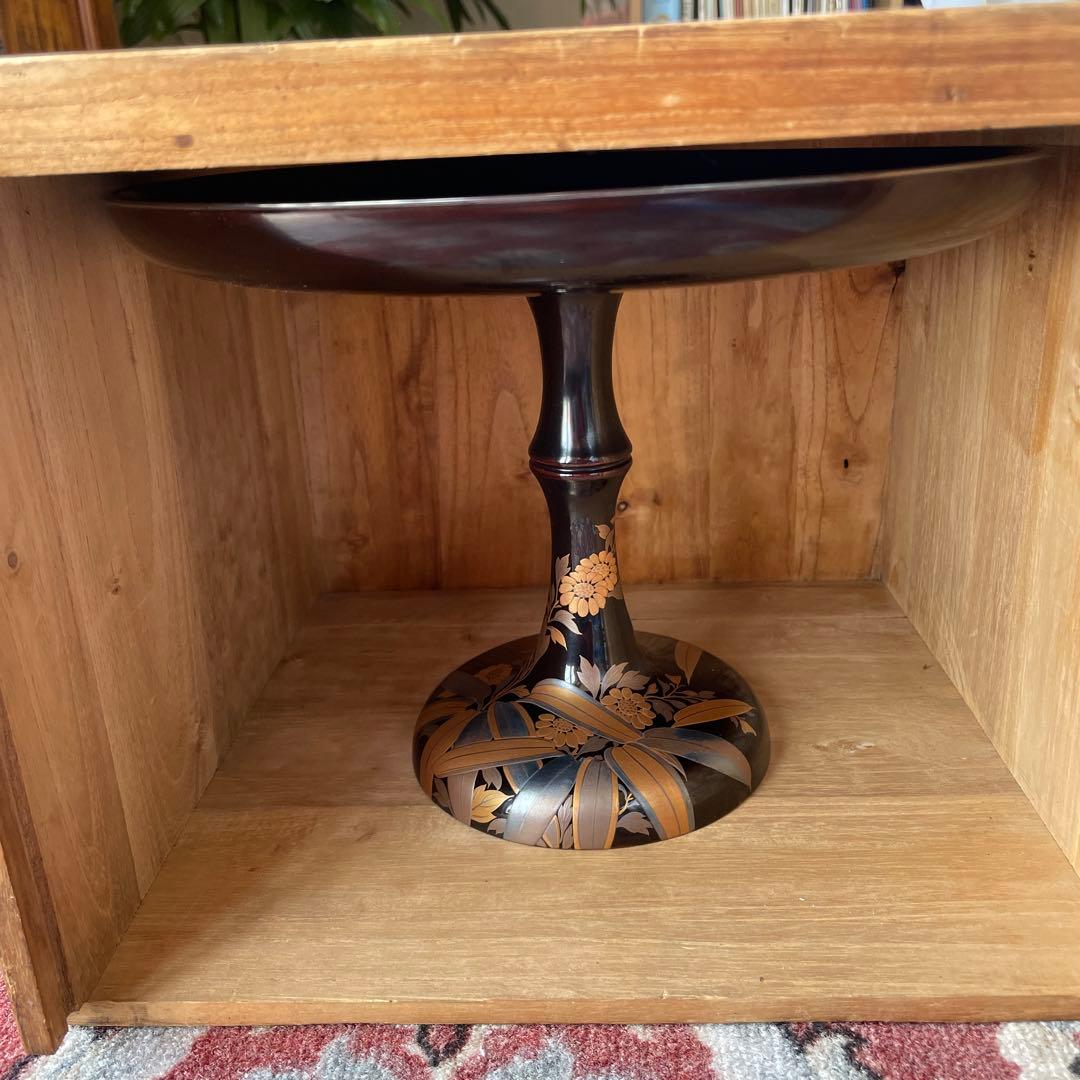 漆器　高台皿　蒔絵　金彩　木箱付き