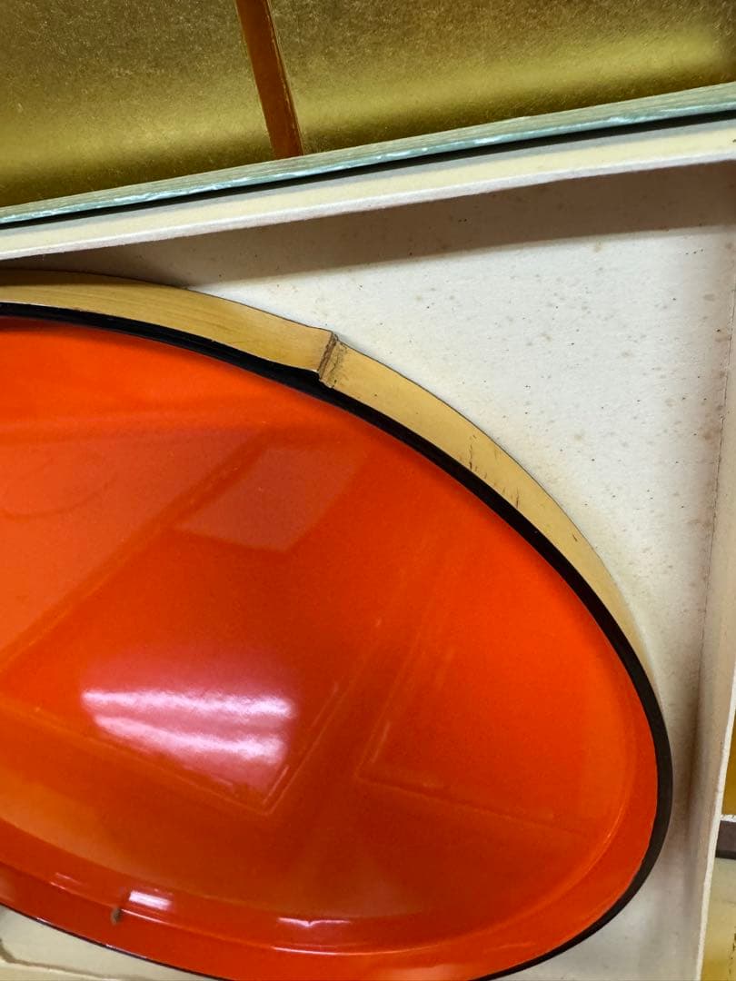 琉球塗 漆器 盆 セット 朱×黒 丸盆 角盆 箱付き 中古