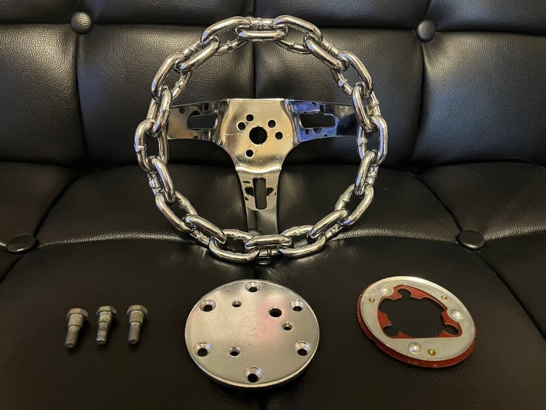 チェーンステアリング 8インチ アダプター付き ローライダー 当時物