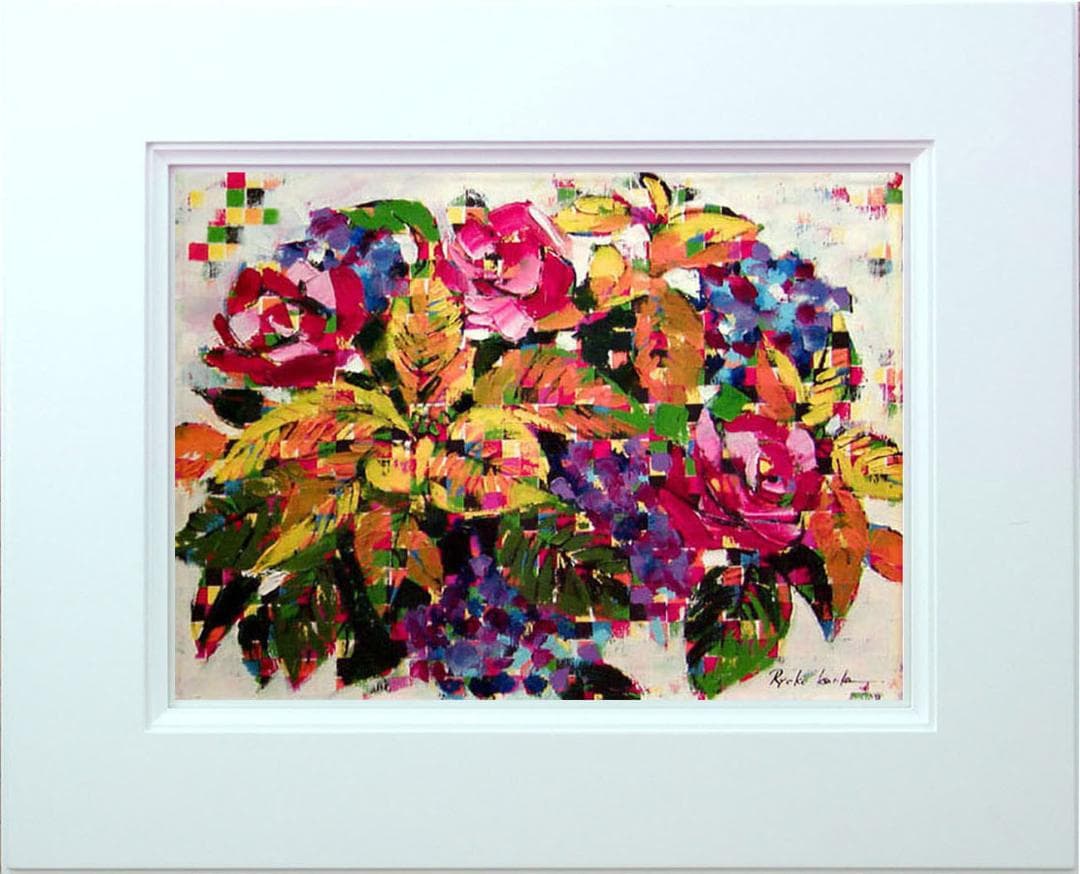 油絵 菅家令子 絵 絵画 インテリア uF6-061704 花