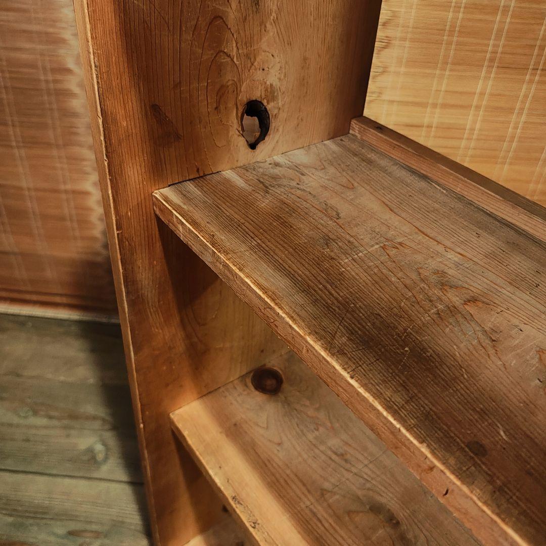 楔本棚　木製本棚4段　オープンラック　昭和レトロ　古家具