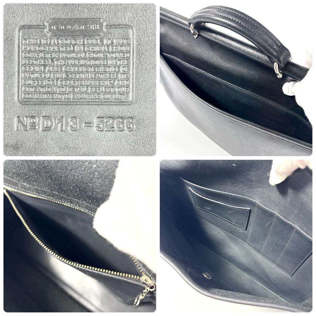 ✨美品✨コーチ ビジネスバッグ A4可 斜め掛け レザー シルバー金具 ブラック