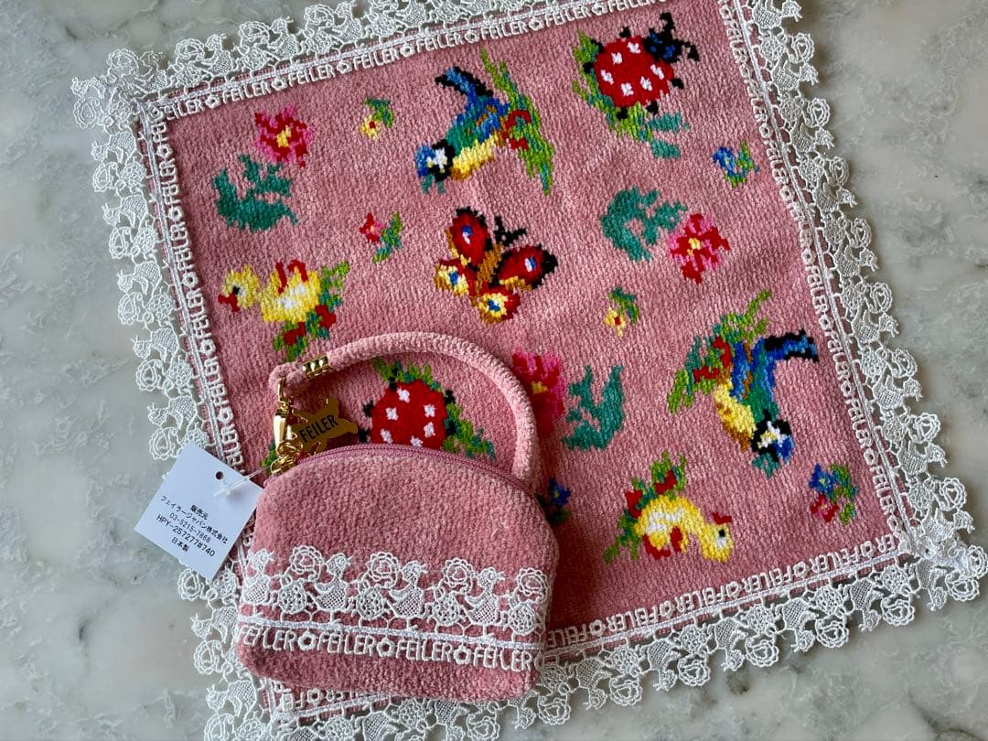 【タグ付き新品未使用】FEILER 近沢レース店　ハンカチ&サイドポーチ