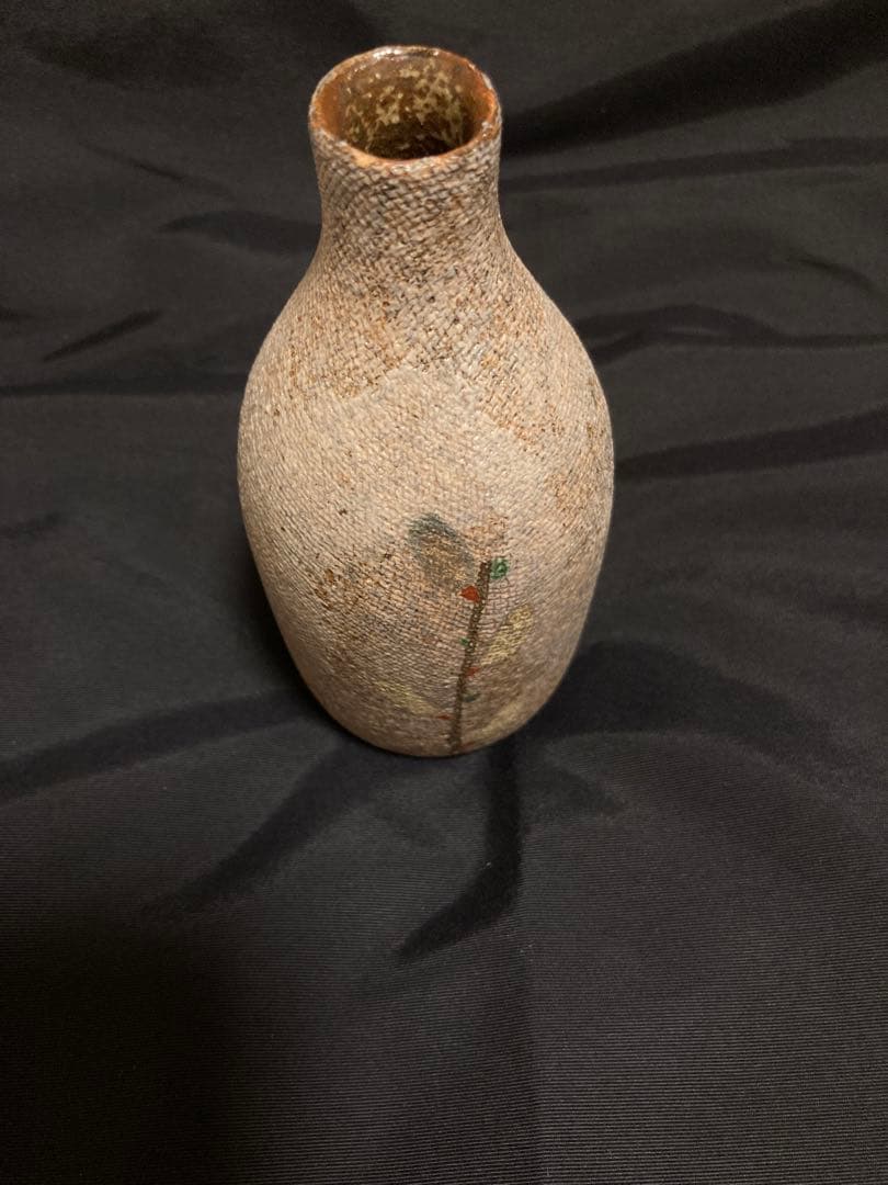 【共箱・落款】日展会員 伊藤東彦 益子焼 布目象嵌徳利「猫柳」静謐なる芸術品