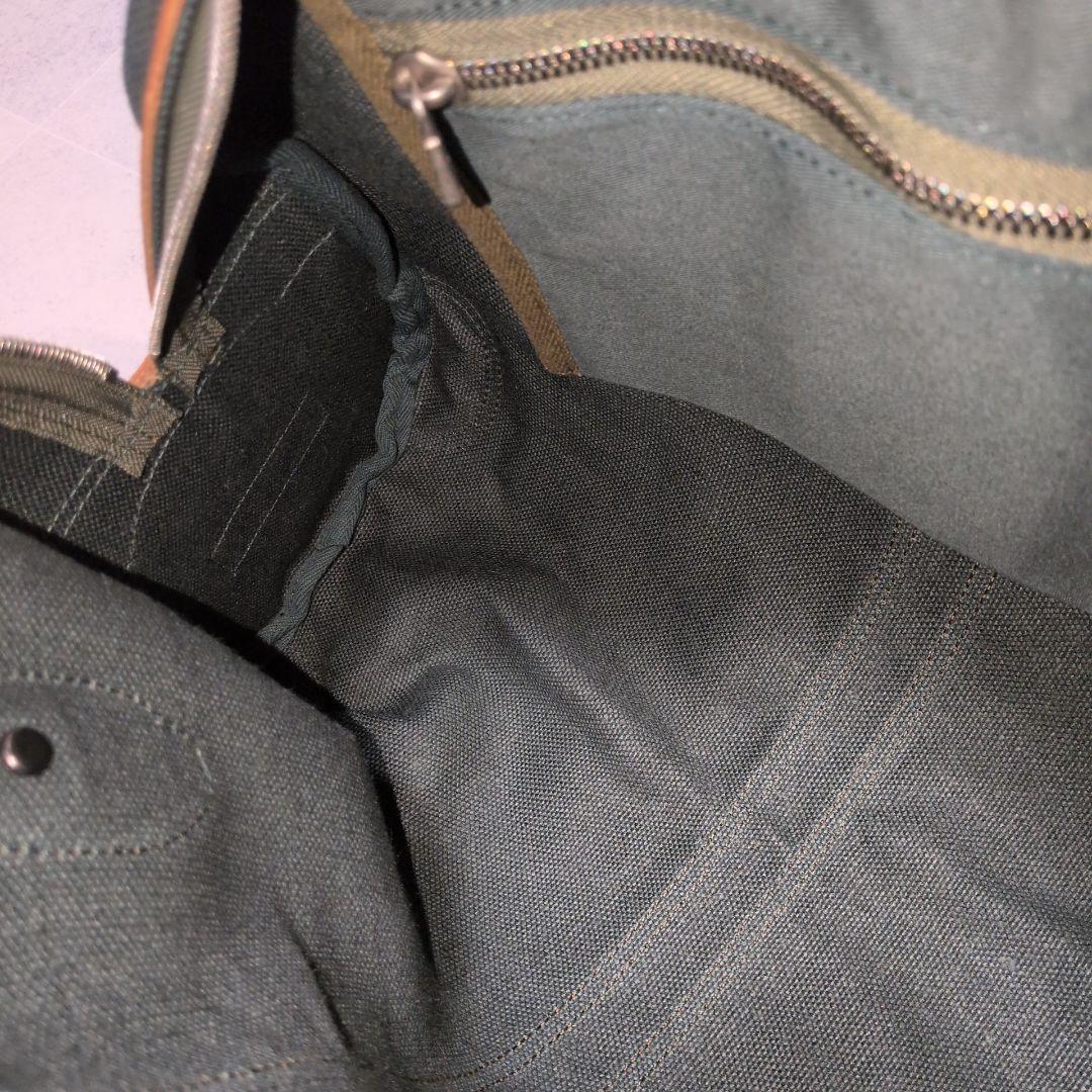 【極美品】一澤信三郎帆布 ボストンバッグ 緑麻 麻帆布×レザー 京都 日本製