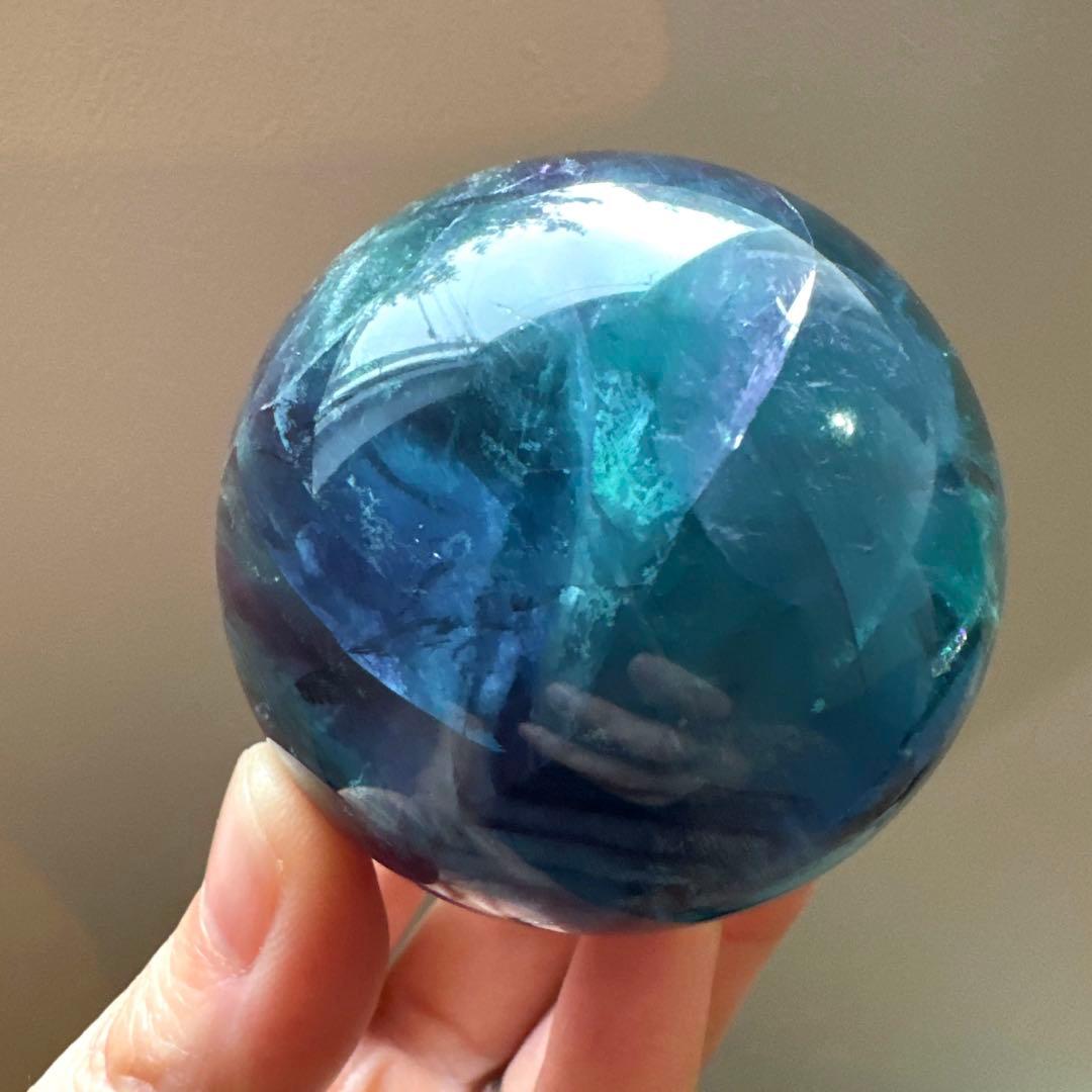 人*析様 ブルーフローライト　スフィア　5.6㎝　289g マリンブルー　フロー
