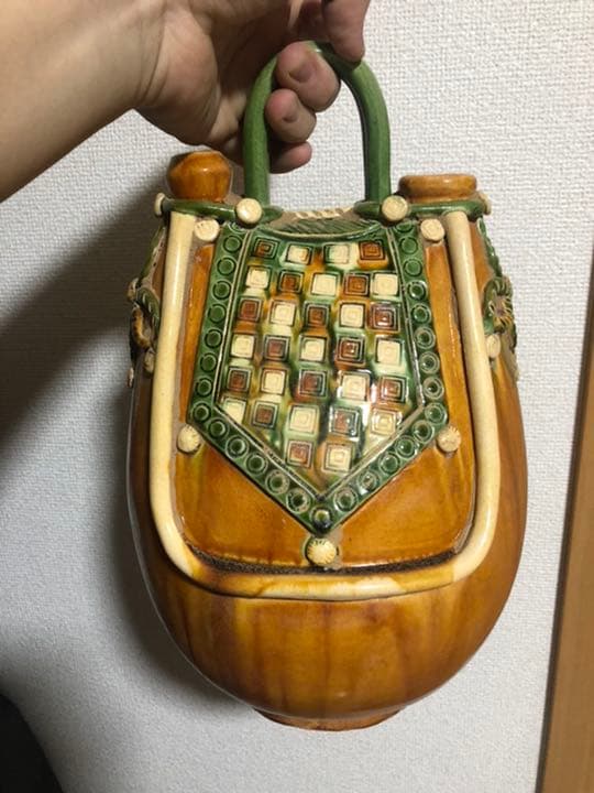 唐三彩　特大皮囊壺　　骨董品　陶芸　壺　アンティーク　陶器