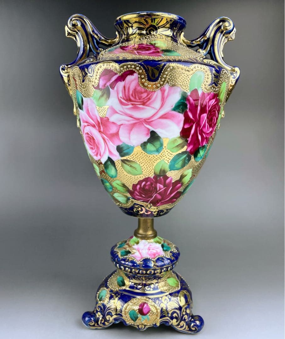 【専用】オールドニッポン ３１㎝ アールヌーボー 薔薇紋花瓶 フラワーベース