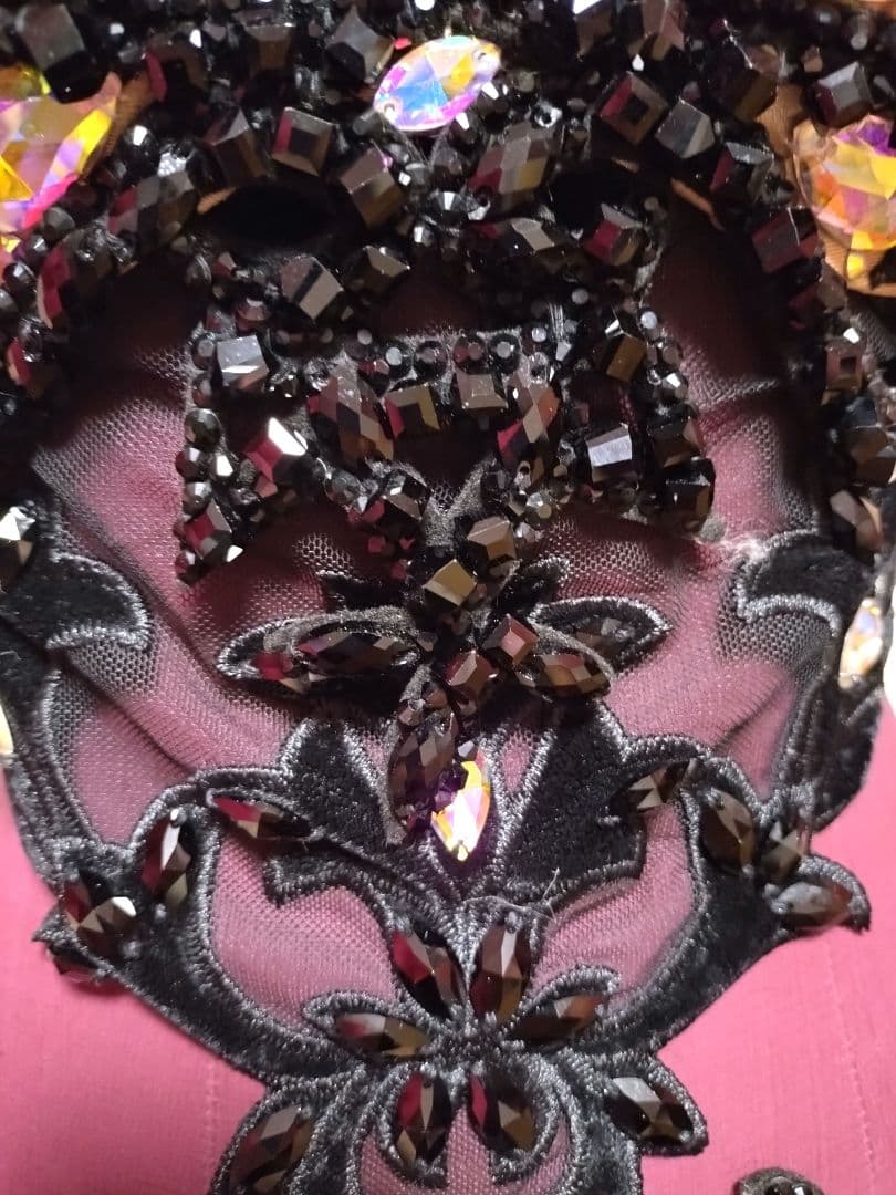 ベリーダンス衣装 ベージュ ブラック アーム付