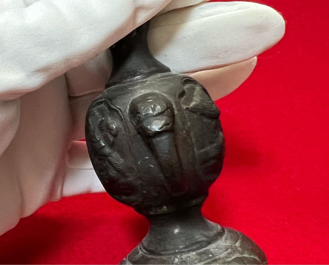 古道具 古銅 三足 獸足獸耳 燭台 燈台 アンティーク　仏具