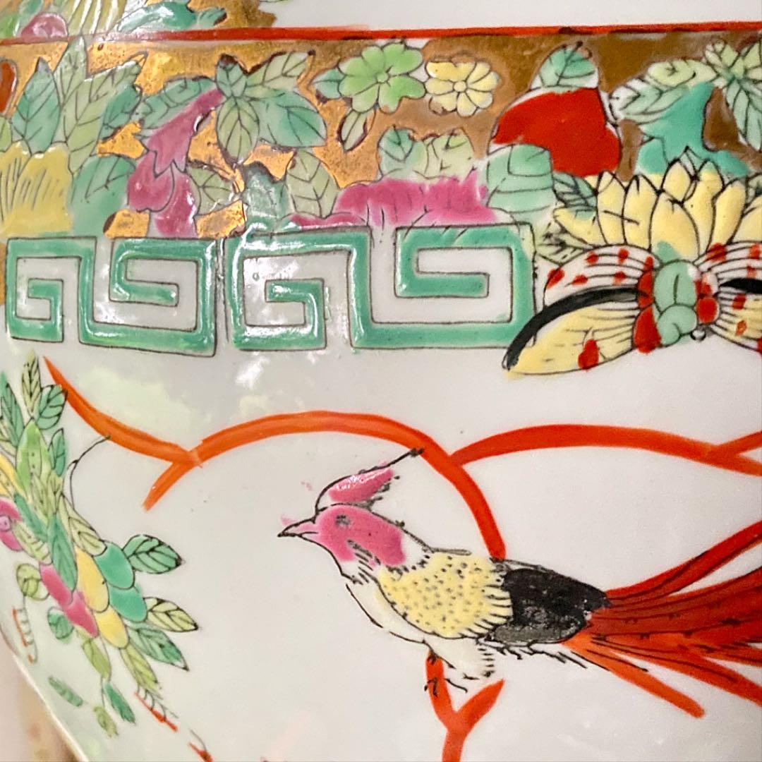 1992さま感謝‼️風水最強‼️宮中貴族美人囲碁図　鳳凰❌花　在銘中國窯蔵壺