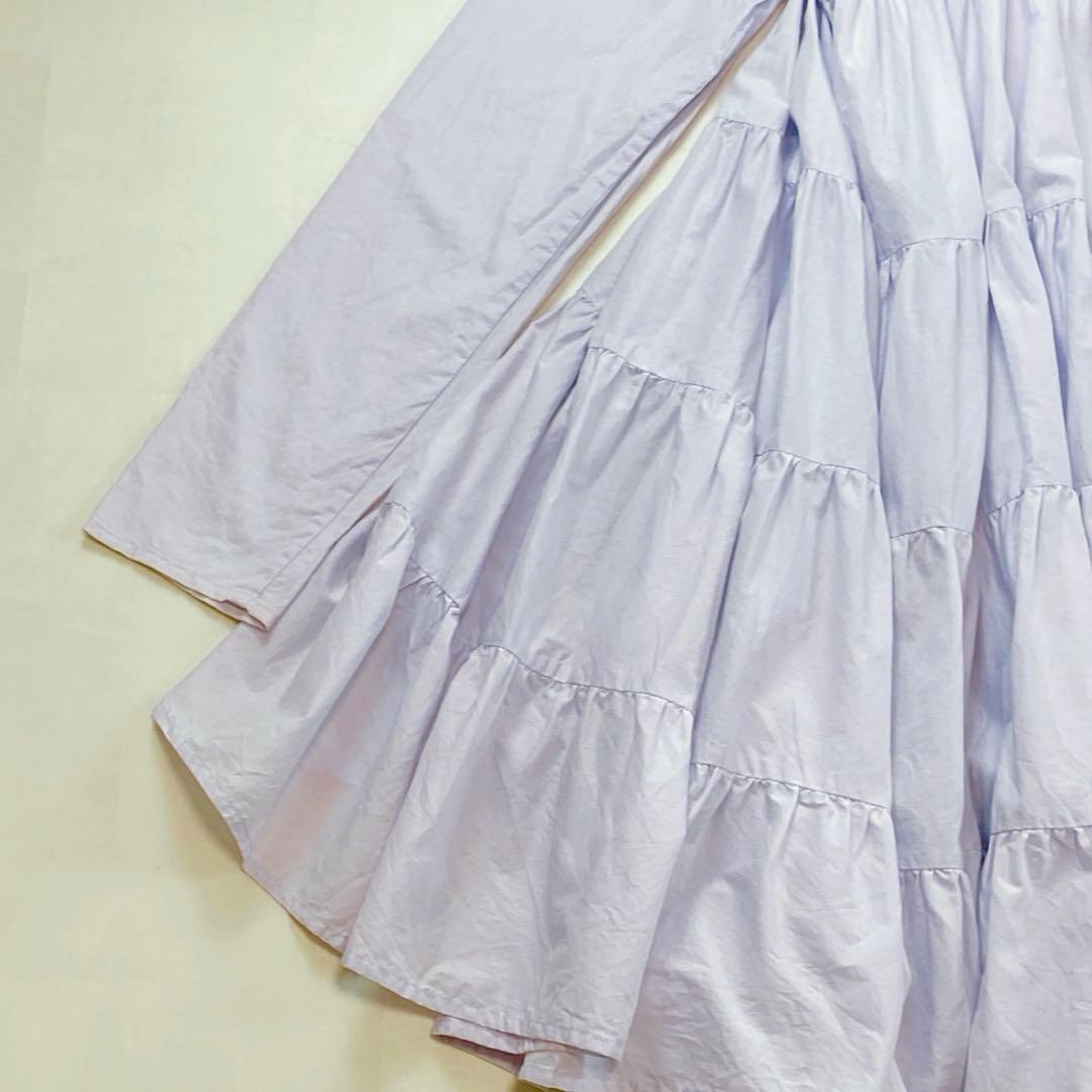 美品 マーレット ソリマン ラベンダー ティアードフリル ワンピース