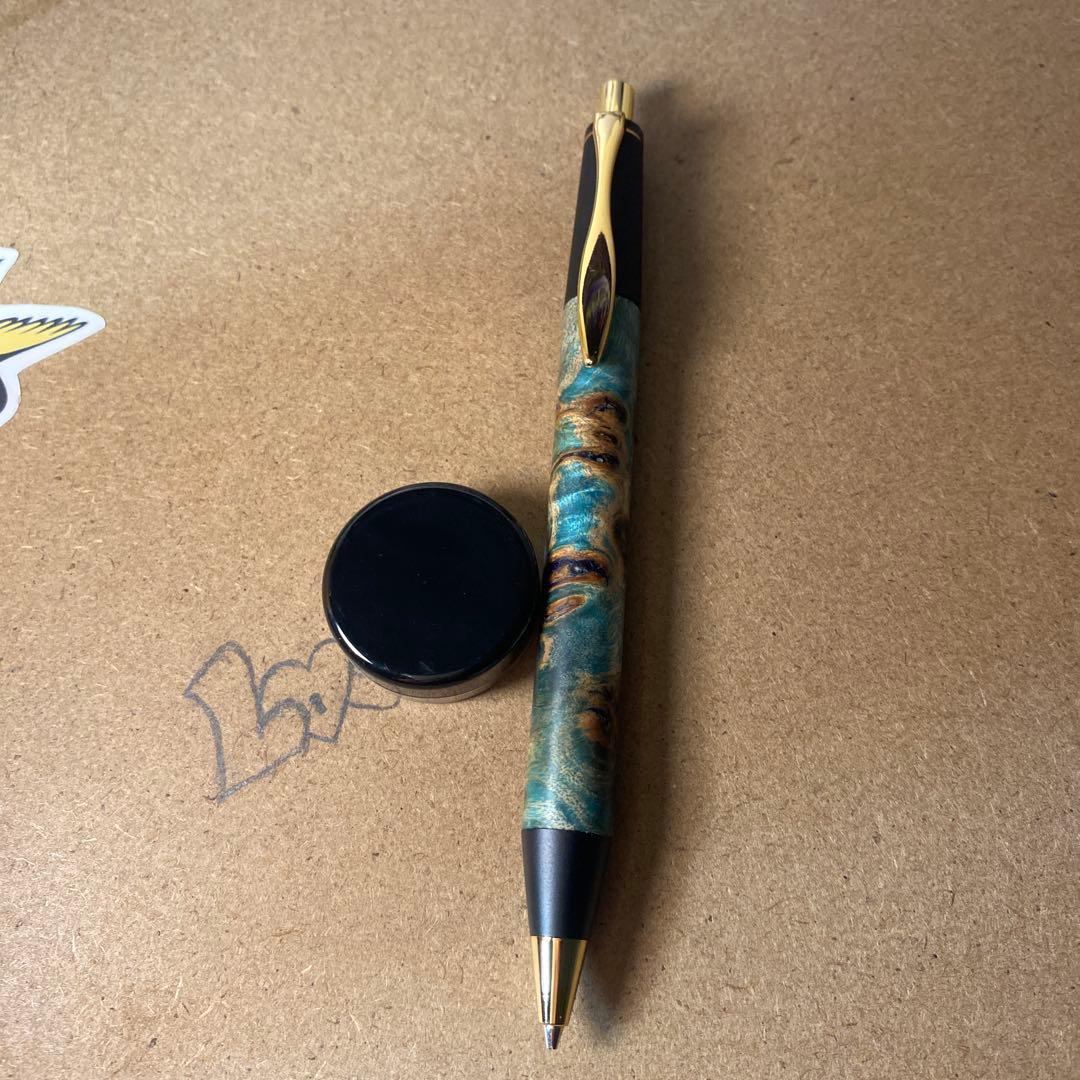 野原工芸似シャーペンBLUEスタビライズドウッド・ポプラ瘤杢 木軸ペン