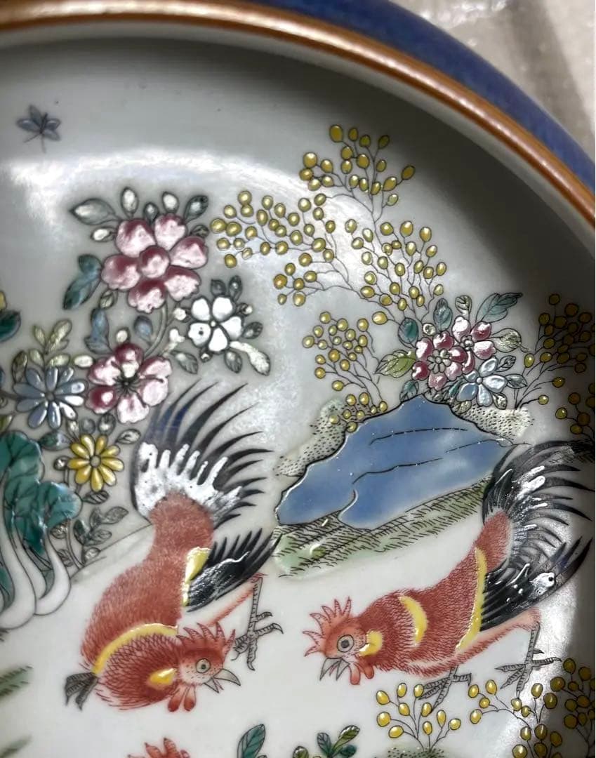 中国 骨董品 大清道光年製 筆洗 五彩鷄絵図 陶芸 古美術 。