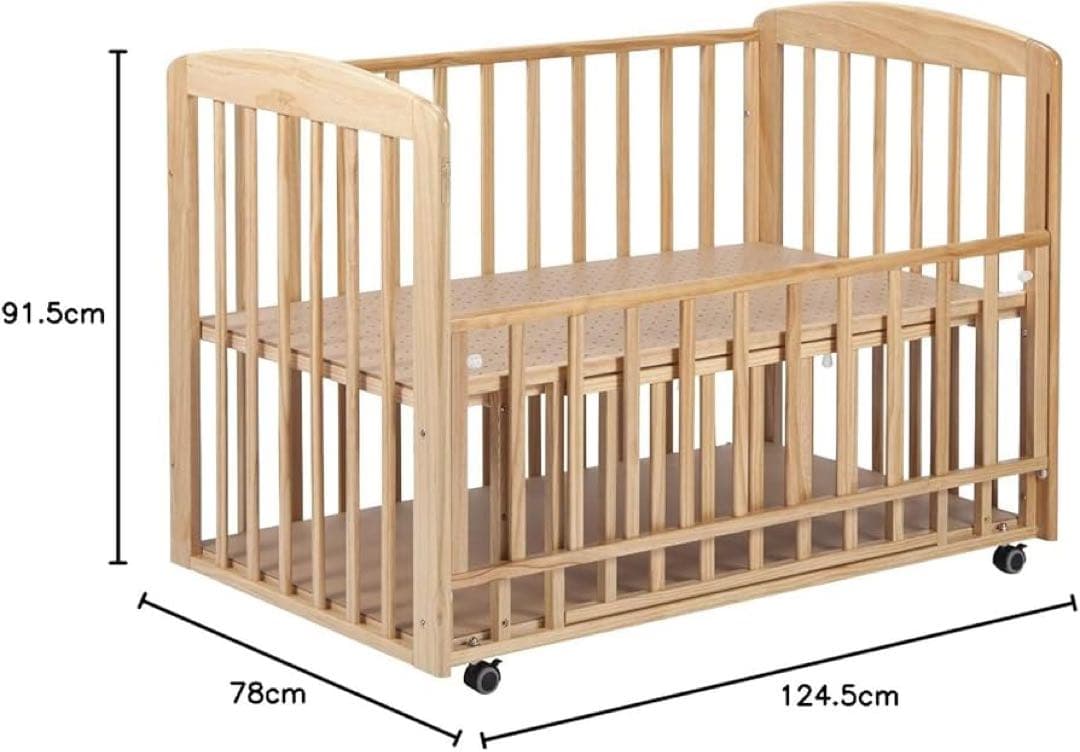 KATOJI カトージ 高さ調節可能、収納付き 木製 ベビーベッド