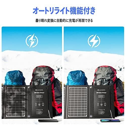 ELECAENTA 30Ｗ ソーラーパネル 3USBポート PD18Ｗ/QC3p
