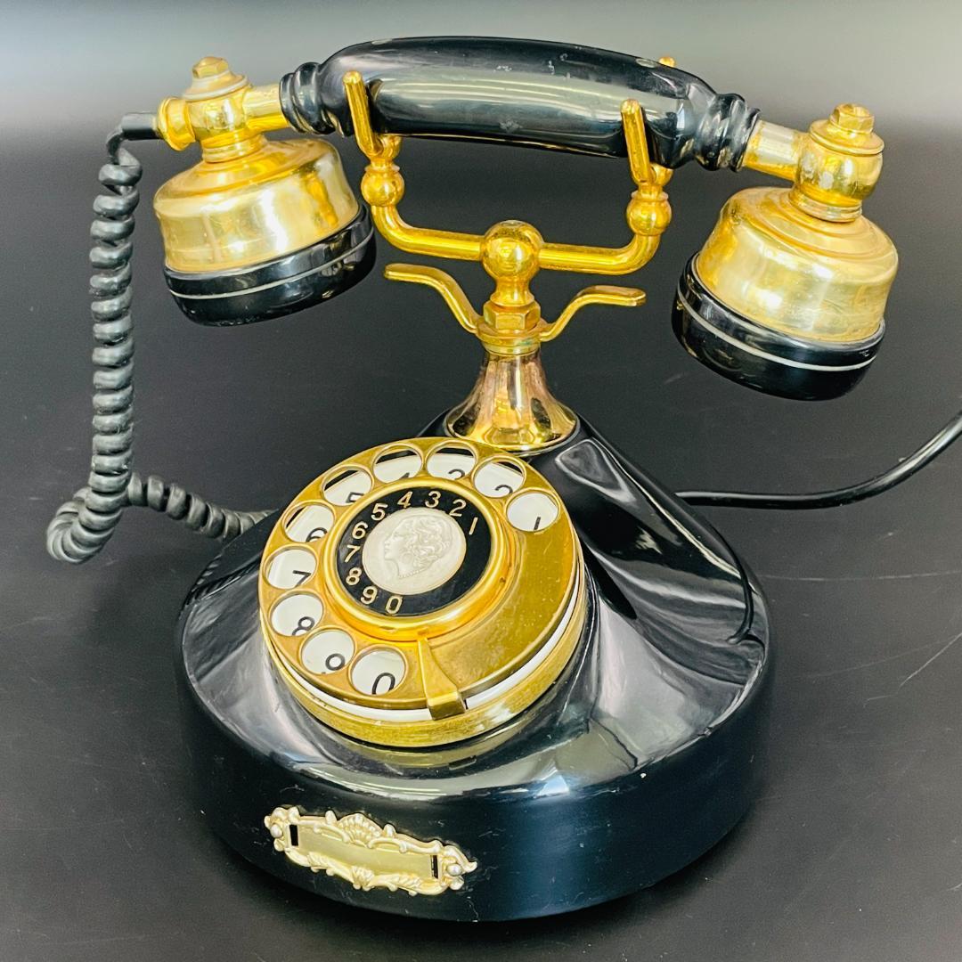 シモール 黒電話 レトロ 電話機 ダイヤル式 アンティーク R8SB46