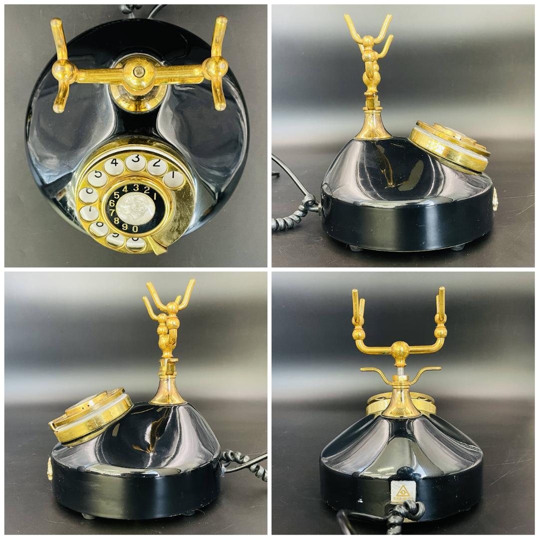 シモール 黒電話 レトロ 電話機 ダイヤル式 アンティーク R8SB46