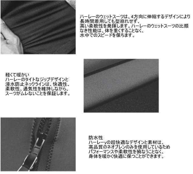 ハーレーウェットスーツ　 3/2mm チェストジップ　　フルスーツ　　サイズMS