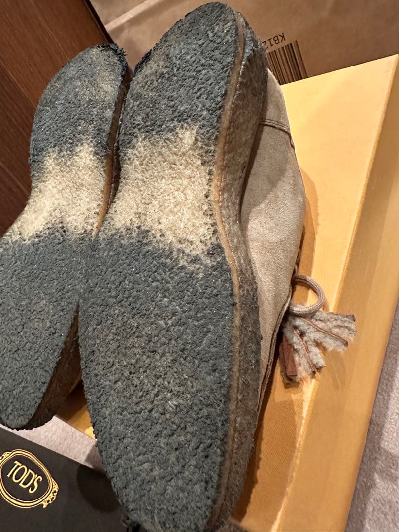 Tod's フリンジ付きファーモカシン ベージュ37.5