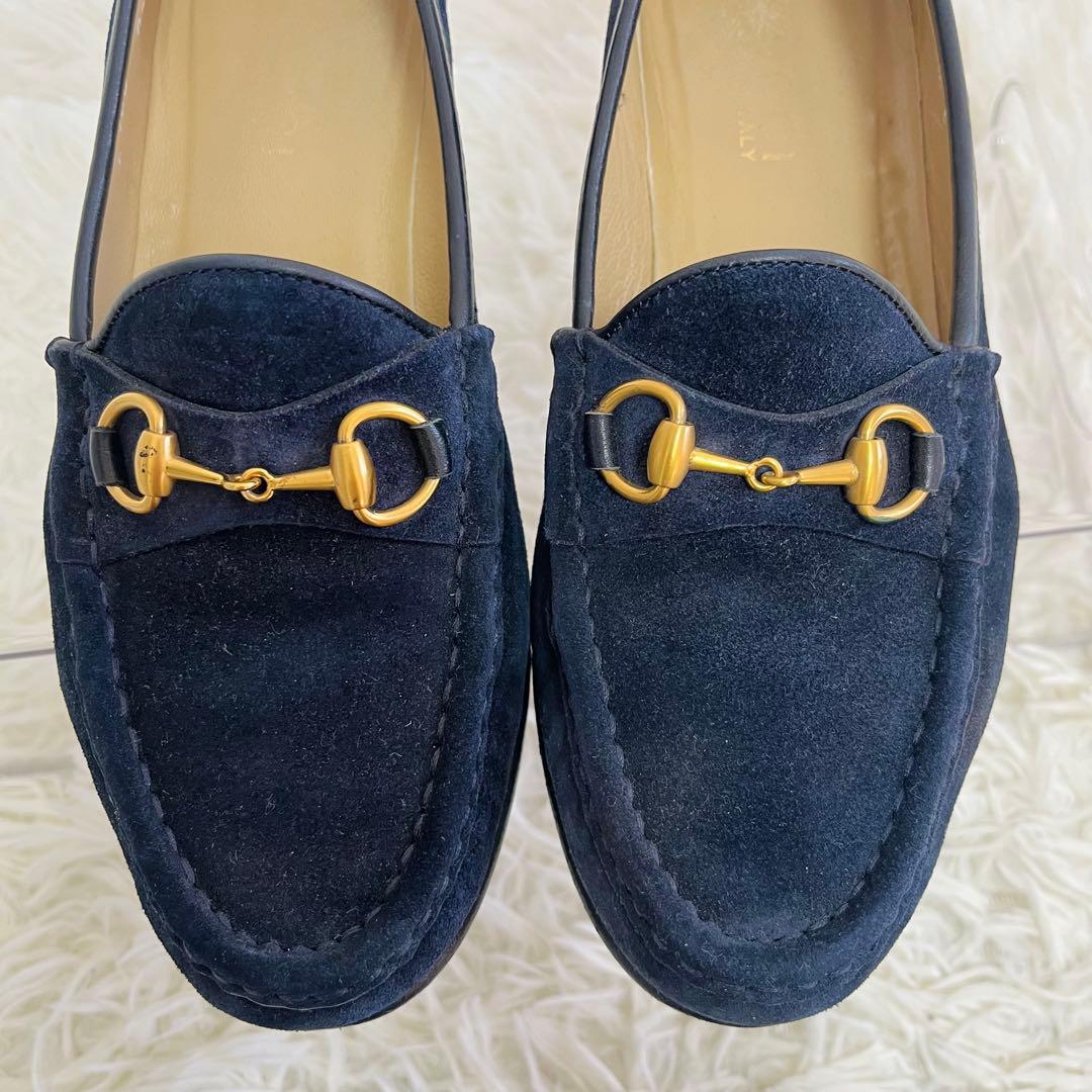 美品✨GUCCI ホースビット　ローファー　24.5 ネイビー　スエード　箱あり