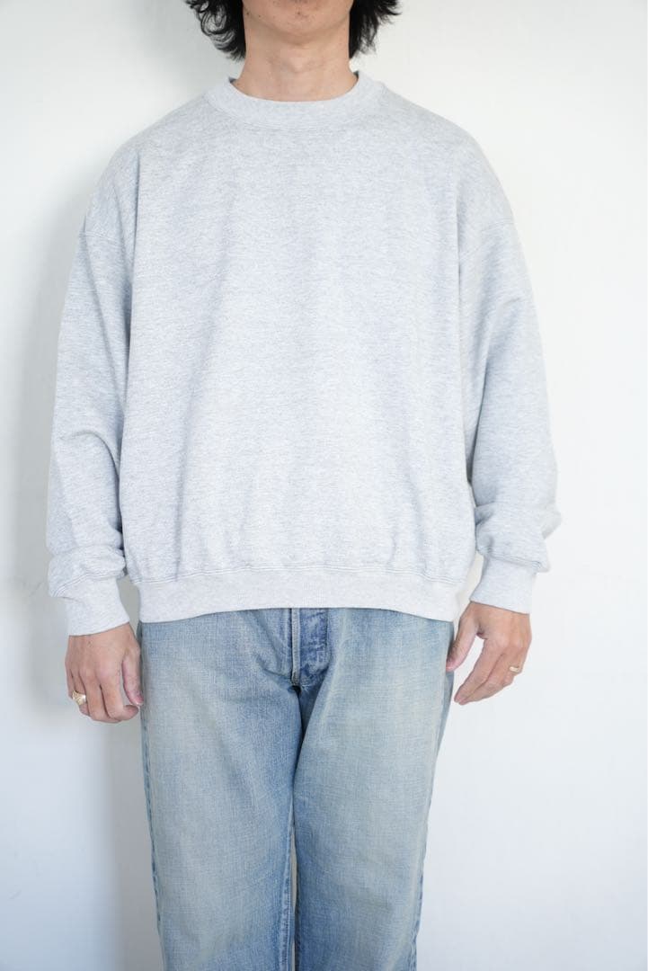 awasa アワサ スーピマエイジングコットン クルーネック スウェット グレー