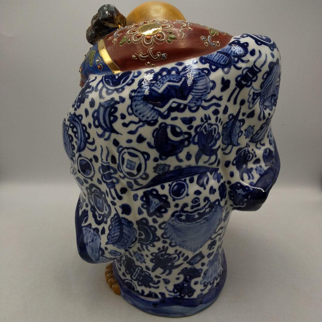 九谷焼　布袋様　染め付け　縁起置物　七福神