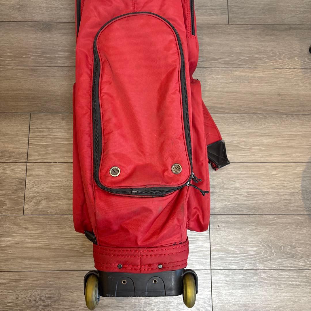 【USED】HELIX キャディバッグ レッド キャスター付き ゴルフバッグ