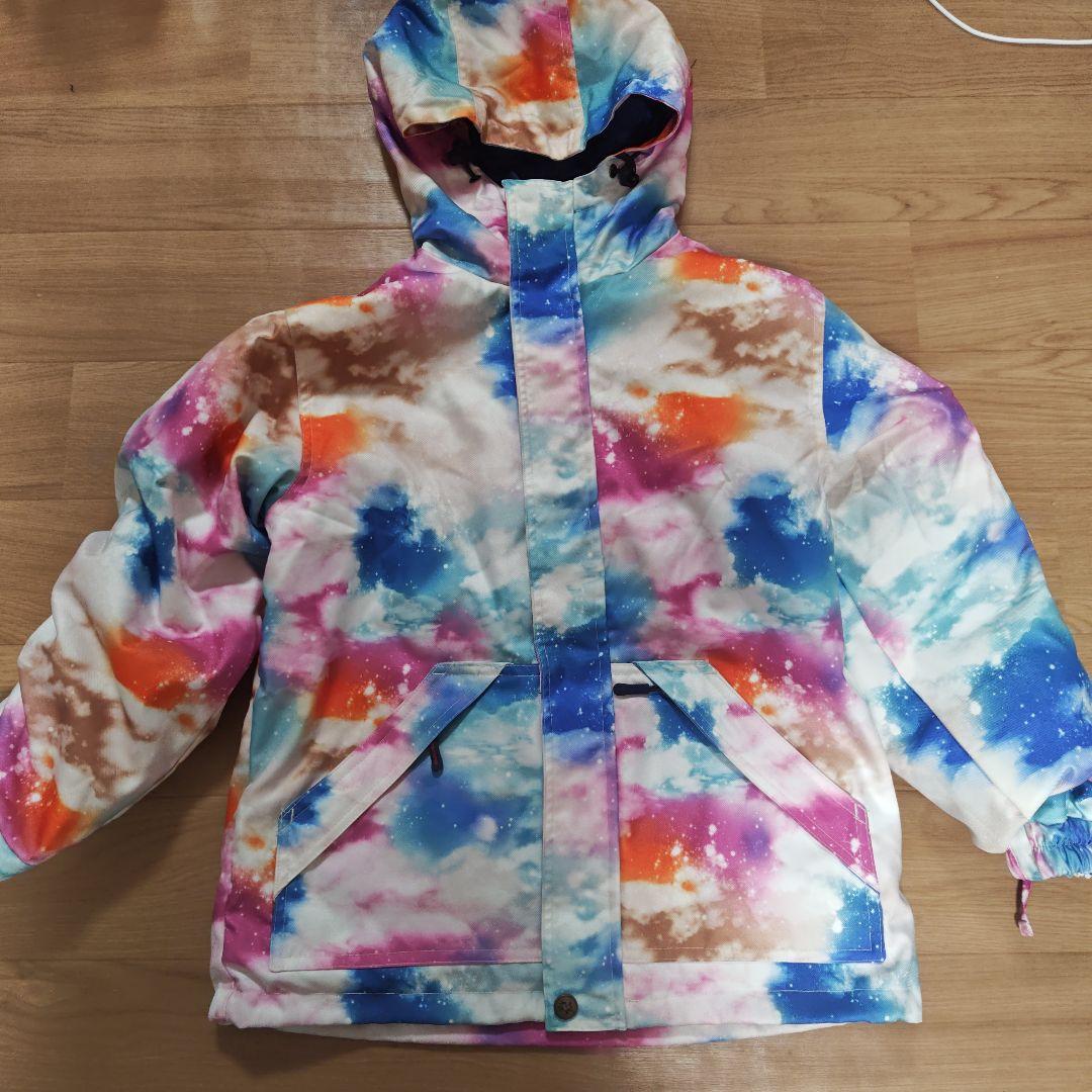 140cm スノボー　スキー　スノーウェア　宇宙柄　ミント色手袋グローブ