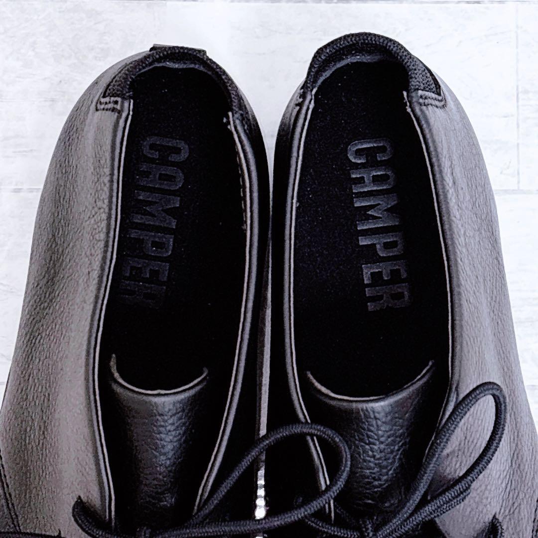 極美品✨カンペール ライトニナ 40 25cm 黒 シボ革 レースアップ ブーツ