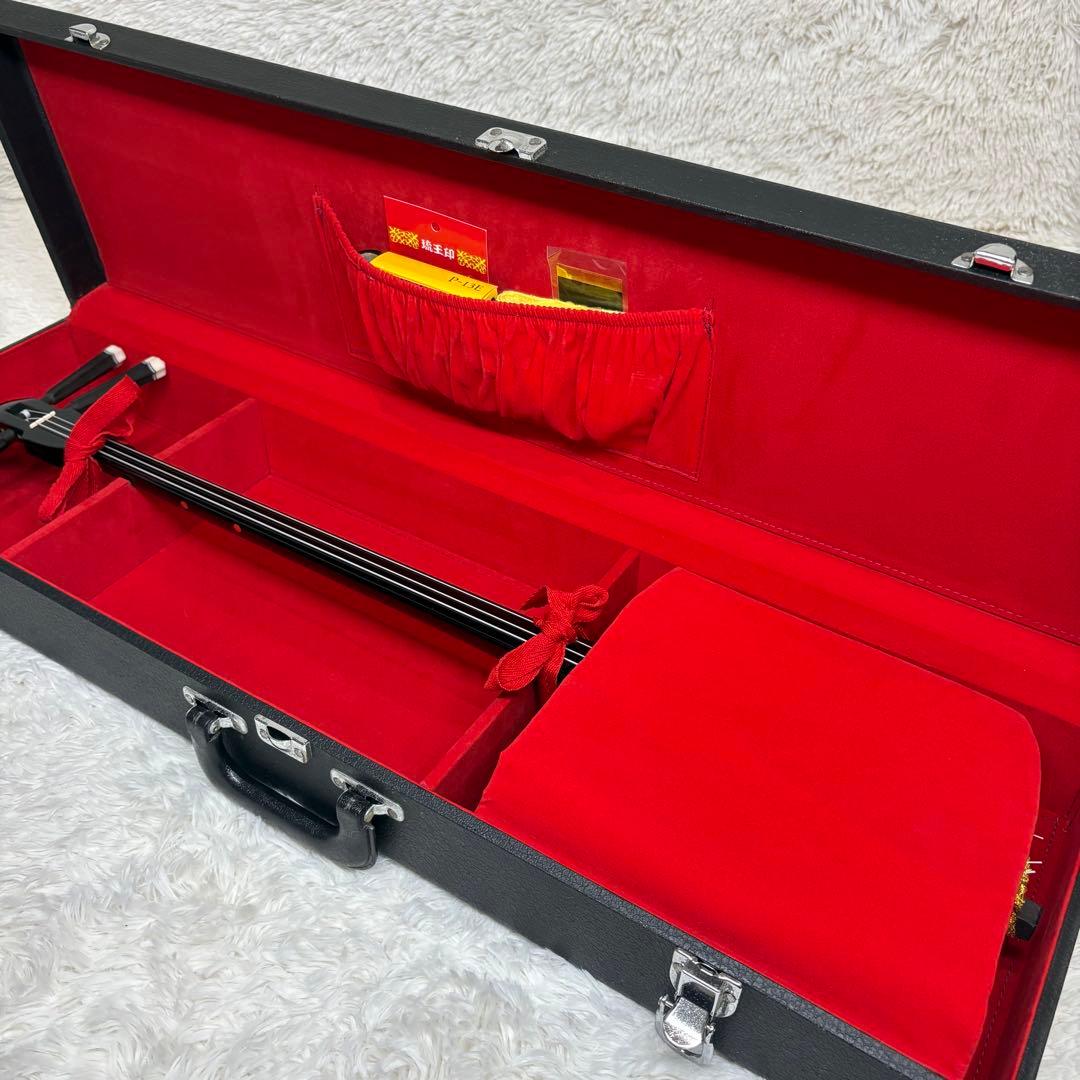 三線 沖縄 人工皮 民謡和楽器 付属品多数　ハードケース付き　蛇皮