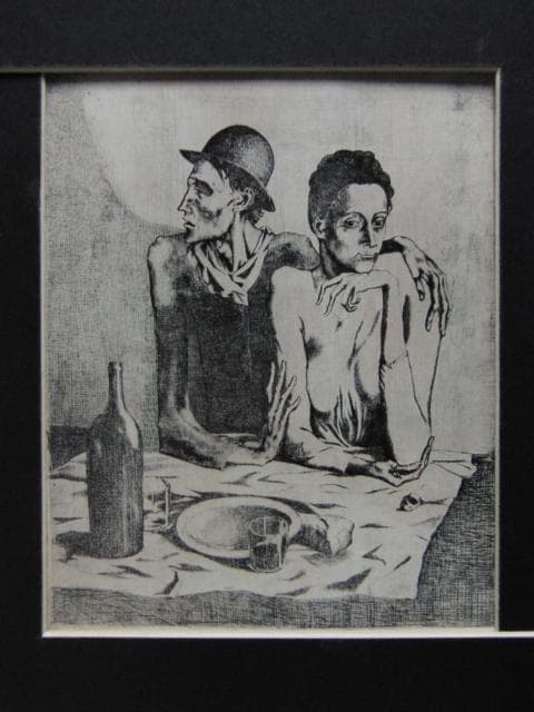 パブロ ピカソ(PABLO PICASSO)、【貧しい食事】、希少画集より