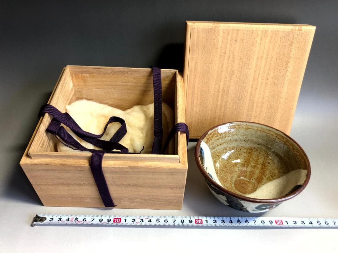 茶碗■清水六兵衛 松絵 ニュウ有 お茶道具 古美術 時代物 骨董品■