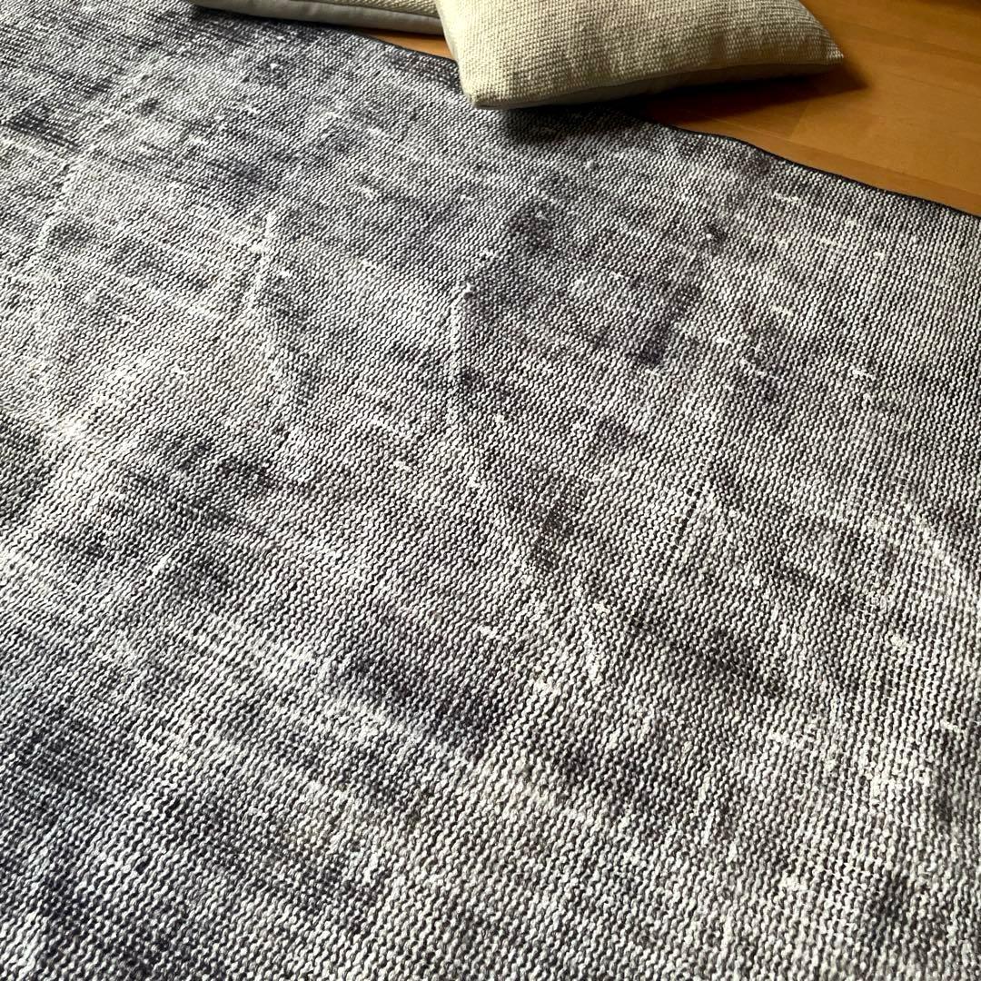 105×172 ダークグレイ　オーバーダイ　ワンカラー　トルコヴィンテージラグ